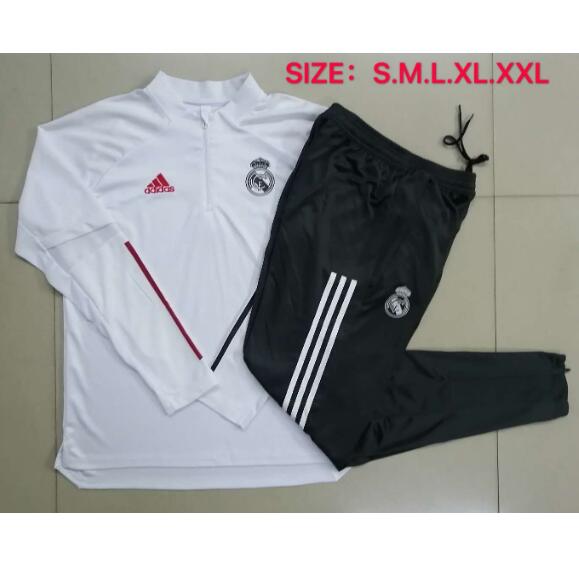 Real Madrid White Training Suits Sweatshirt with Trousers 2020/21